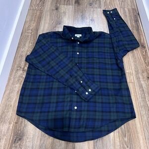 Haggar Clothing Men Flannel Shirt Sz XL Green/Blue